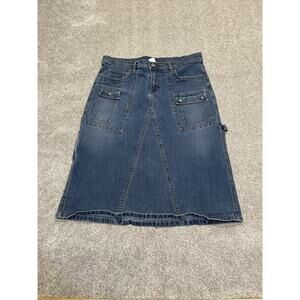 Y2K Streetwear Industry Calvin Klein Utility Cargo Skirt Sz 11 Blue Denim A Line